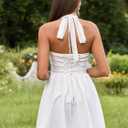 Auraxe Summer Halter Corset Graduation Short Dress Casual Cute A Line Bow Sundress Lace Up Party Mini Dresses for Women 2026 (White, M)