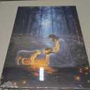 2 x OTOSTAR Jesus and Lamb Canvas Wall Art Jesus Running After Lost Lamb Wall Art Canvas Prints for Prayer Room Baptism Serenity Prayer Church Decor - 12 x 16 Inch