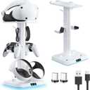 Kosker PSVR 2 Charging Station, Fast Charging Dock with Magnetic Clasp, Storage Stand for VR2 Headset & PS5 Controller with 9 RGB Modes, Includes Type-C Connectors Commodore 64 Games (updated white)