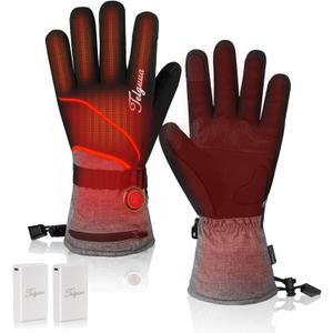 Telguua Heated Gloves for Women Men,Electric Rechargeable Heated Work Glove Ski Mitten Waterproof Touchscreen Heated Gloves (Small, Grey)