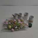 Riceshoot 4 Set Easter Table Centerpiece Decor Artificial Easter Egg Picks with Metal Vase Daisy Flowers Sprays Floral Berry Stems Colorful Egg Twig Branches for Spring Home Party Decoration