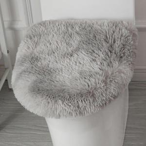 Soft Fluffy Toilet Lid Cover Tie-Dyed Light Grey 17.7" x 19.7" | Adjustable Non Slip Backing, Washable Absorbent Toilet Seat Cover for Most Bathroom Elongated and Oblong Lid