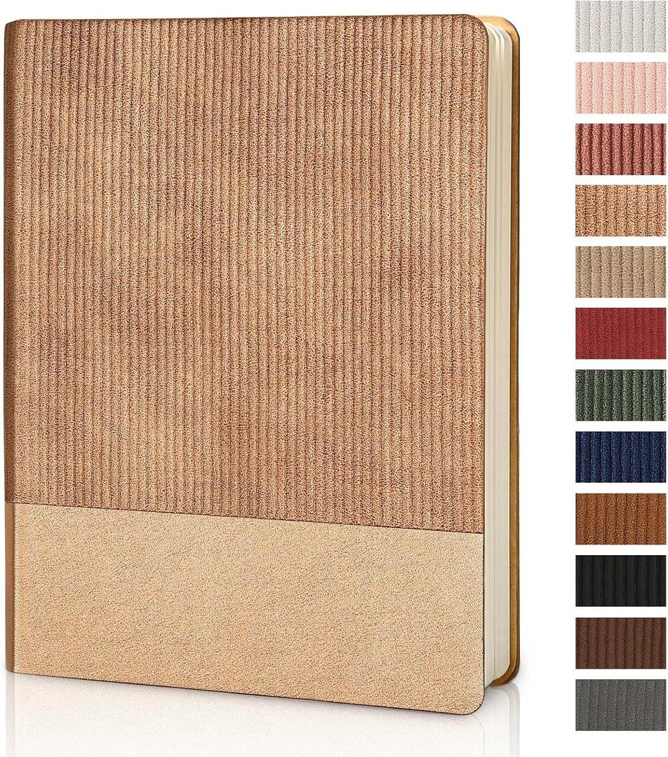 Lined Journal Notebook for Work College Ruled Note Book 7.2"x9.6" B5 PU Leather Daily Journaling 160 Pages for Women Men Writing Home School Supplies Business RoseGold (09-RoseGold-1pack)