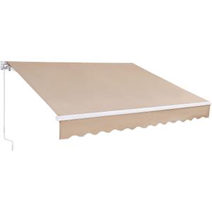 VEVOR Manual Retractable Awning, 12 x 10 ft Outdoor Patio Awning Retractable Sun Shade, Patio Door Window Water-Resistant Polyester Awning Sunshade Shelter with Crank Handle for Balcony, Backyard
