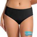 Beautikini Period Swimwear Leakproof Menstrual Swimsuit Mid Waist Bathing Suit Bikini Bottoms for Teen Girls Women (XX-Small, Black)