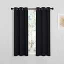 NICETOWN Cafe Blackout Curtains and Drapes for Shack, 2 Panels, 29 inches Wide by 40 inches Long,Black, Solid Thermal Insulated Grommet Blackout Drapery Panels for Window