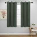 Easy-Going Blackout Curtains for Bedroom, Solid Thermal Insulated Grommet and Noise Reduction Window Drapes, Room Darkening Curtains for Living Room, 2 Panels (34x54 in, Greyish Green)