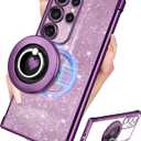 for Samsung Galaxy S23 Ultra Case - Women Glitter Bling Compatible with MagSafe Ring Stand Magnetic Phone Case Cute Girls Sparkly Girly Luxury Elegant for Samsung S23 Ultra Cases - Purple