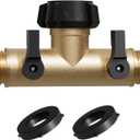 YANWOO Garden Hose Splitter, Heavy Duty Metal 180 Degree T Type with Shut-Off Valves, 3/4" High Flow Spigot Faucet Connectors with 2 Extra Silicone Washers