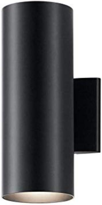 Kichler Cylinders 12" Outdoor Wall Sconce in Black, 2-Light Exterior Wall Light, Cylinder Fixture, (12" H x 5" W) , 9244BK