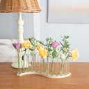 Test Tube Vases for Flowers，Small Plant Propagation Station，S Shape Plant Terrarium with Wooden Stand(Light Wood)