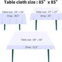 Surmente Square Tablecloth for Square or Round Tables 100% Polyester 85x85 Inch Table Cloth for Weddings, Banquets, or Restaurants (White)