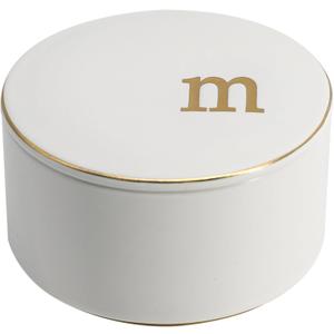 COLLECTIVE HOME - Ceramic Jewelry Box, Elegant Embossed Jewelry Holder, Trinket Organizer with Gold Monogram Lid, Storage for Ring Necklace Bracelet Earrings, Rings and Accessories (m)