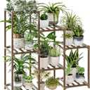 Bamworld Plant Stand Indoor Plant Shelf Outdoor Wood Plant Rack for Multiple Plants 3 Tiers Ladder Plant Holder for Living Room Patio Boho Home Decor for Gardening