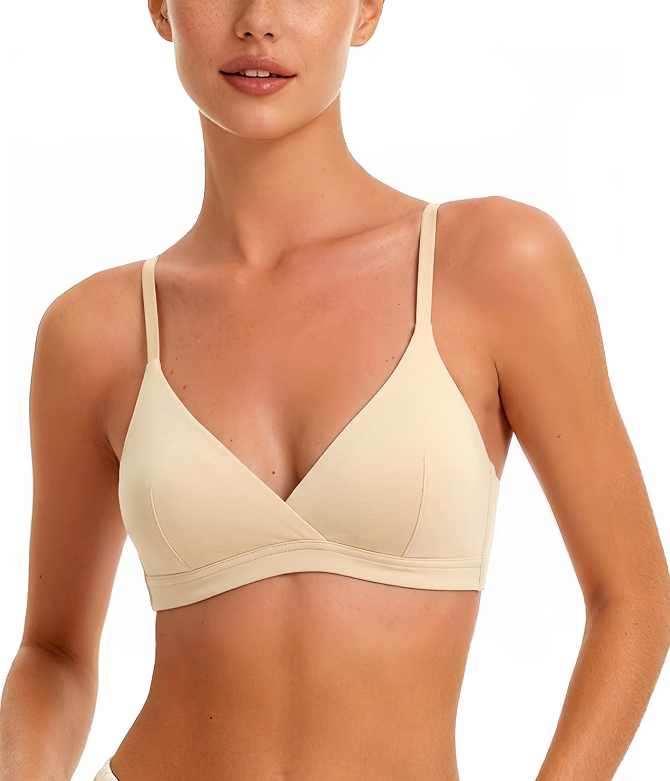 Luckfire Modal Cotton Bra Chest-Wireless Thin Padded Breathable Comfortable Bras for Everyday Triangle Bralette for AAA-B Cup