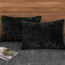 PHF Truly Velvet Pillowcases King Size, No Insert, 2 Pack Ultra Soft Breathable Pillow Shams Covers with Envelope Closure, 20" X 36" Luxury Cozy Warm Fuzzy Flannel Pillow Cases, Black