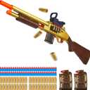 Pump-Action Toy Shotgun,Shell Ejecting Sniper Rifle Toy Gun,Foam Dart Blaster with 60 Soft Bullets,40 Shells,2 Magazines,Christmas Birthday Gifts for Boys Kids Teens Adult Age 8+(Gold)