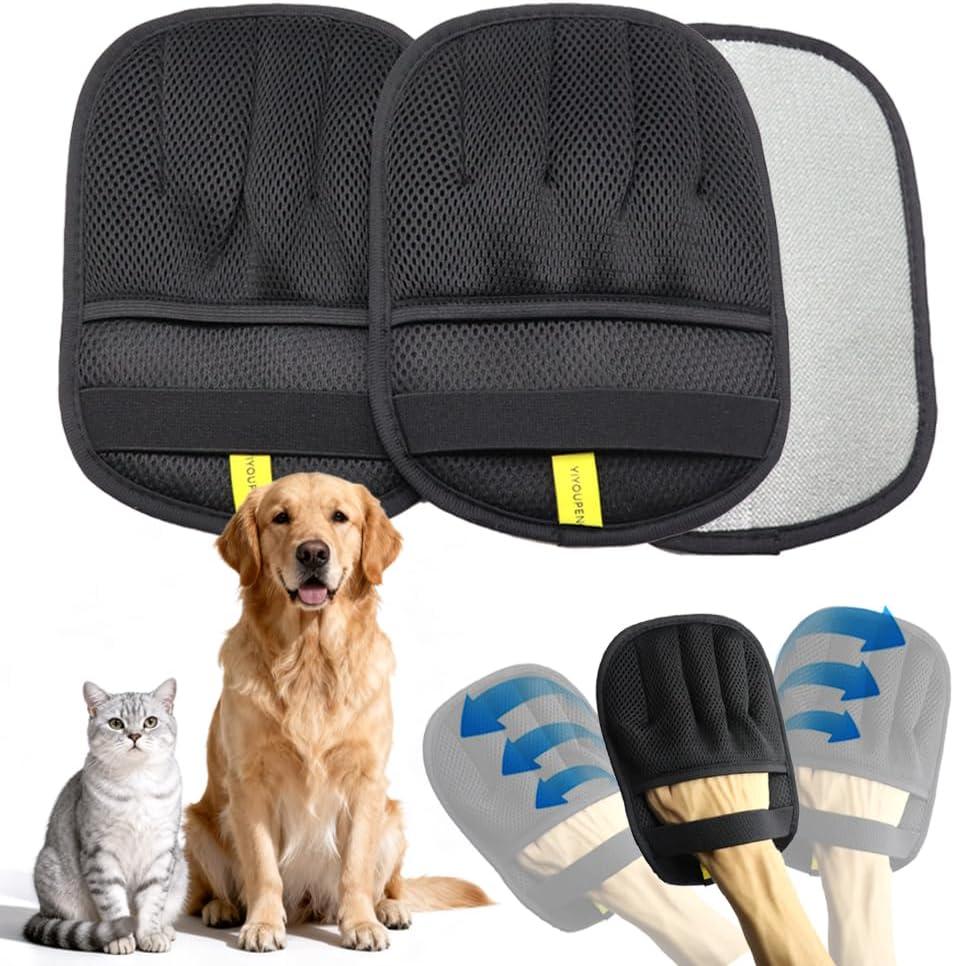 Pet Hair Remover Glove for Cats & Dogs  2025 Newly Upgraded Five-Finger Electrostatic Pet Hair Remover Glove, Reusable Pet Hair Removal Tool (Two Gloves)