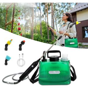 Battery Powered Garden Sprayer 2 Gallon, Upgrade Powerful Electric Sprayers with 3 Mist Nozzles, Retractable Wand, Garden Sprayers with Adjustable Shoulder Strap for Lawn, Cleaning