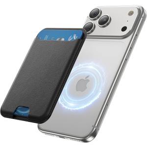 for MagSafe Wallet, 3 Cards Holder, Slim Magnetic Phone Wallet for iPhone 17/16/15/14/13/12 Pro Max Plus Air Series, RFID Blocking Vegan Leather, Black