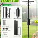 95 Inch Bird Feeder Pole with Torpedo Squirrel Proof Baffle, Heavy Duty Steel Squirrel Proof Pole System with Hanging Stations, Ideal for Holding 8 Feeders, Wind Chimes, Plants