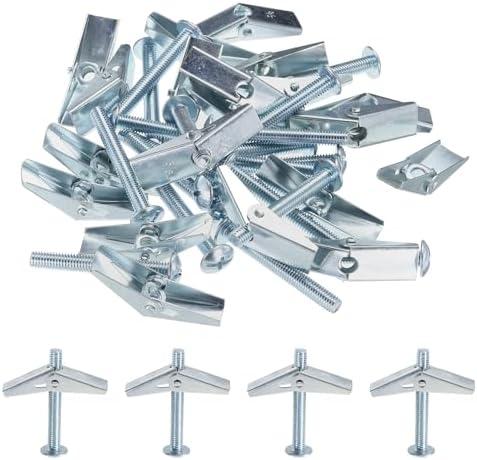 uxcell 20Pcs Spring Toggle Bolt Anchors, 3/8"x3" Butterfly Anchors Male Thread Spring Loaded Hollow Wall Round Head Toggle Bolt