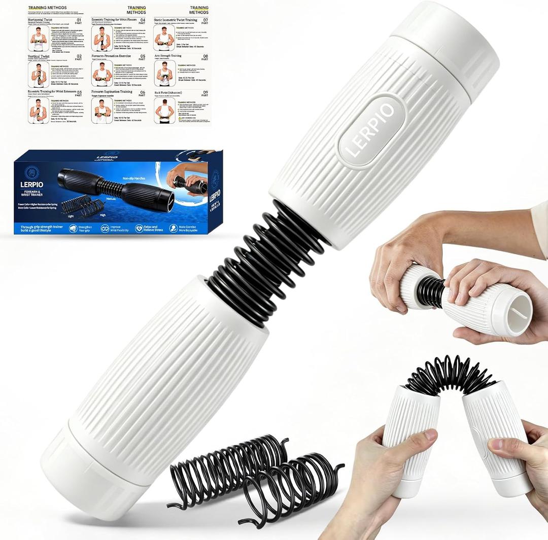 Forearm & Wrist Strength Trainer, Adjustable Resistance Forearm Exerciser with Interchangeable Springs Design, Beginner to Advanced Portable Arm Exercise Equipment for Home, Gym, Office