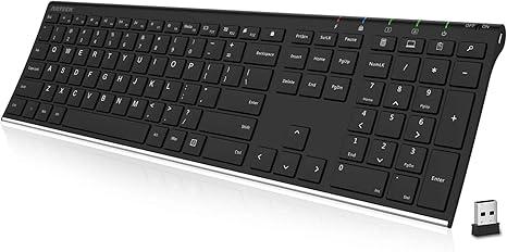 seenda Rechargeable Wireless Keyboard - Ultra-Thin Metal Keyboard with Low-Profile Keys, 2.4G Wireless Keyboard for Windows PC Laptop Computer - Black