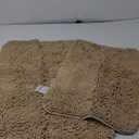 TECHMILLY Soft Fluffy Chenille Bathroom Rugs Sets 2 Pieces, Non Slip Absorbent Bath Mats for Bathroom, Washable and Quick Dry, Khaki, 17" x 24" (2 Pack)