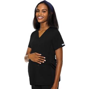 Med Couture Maternity V-Neck Scrub Top, 2 Pockets, Stretchy Side Panels with a Flattering Fit for Pregnant Ladies - ,Large,MC628