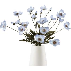 IPOPU Vintage Light Blue Poppies Flowers Artificial 6PCS Silk Poppies Realistic Faux Flowers for Vase Artificial Poppies Blue Fake Flowers for Centerpieces Bridal Shower Party Decor (Light Blue)
