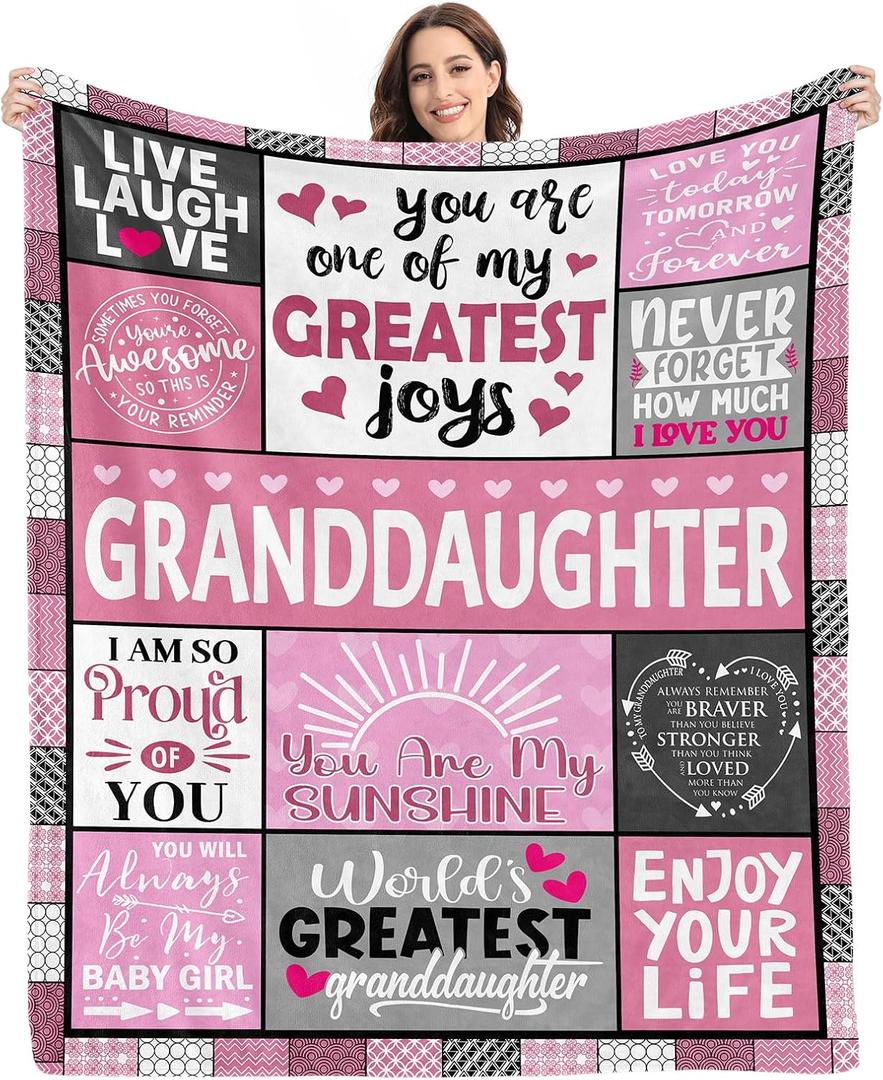 Granddaughter Gifts from Grandma Grandpa Grandparents, Gifts for Granddaghter, Graduation Birthday Christmas Mothers Day Valentine Gifts for Granddaughter, to My Granddaughter Throw Blanket 60inx50in