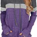 MixShe Womens 2025 Fall Long Sleeve Hoodie Pullover Sweatshirt Lightweight Casual Tops Blouse (Medium, Graypurple)