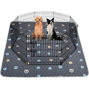 Aitmexcn Washable Puppy Dog Pee Pad, 2PCS 100% Waterproof Whelping Training Mat for Puppy/Senior Dog, Fast Drying Reusable Puppy Pads for Indoor, Outdoor and Car Travel- 48'' x 48'',Gray (Colour Paws)