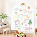 Magnetic Wall Decal 40x32 Inch White Magnetic Wall Decal Arch Chalkboard with Multiple Accessories for Home Playroom and Classroom