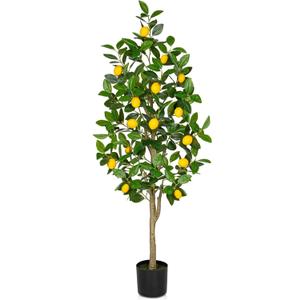 Artificial Lemon Tree 4ft Fake Lemon Plant in Pot Large Fake Floor Plants Faux Trees Indoor Lemon Decorations for Home Living Room Office