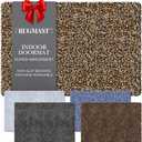 Premium Microfiber Indoor Door Mat  32"x48" Washable Entry Mat, Non-Slip, Waterproof Backing, Super Absorbent, Low Profile Entryway Doormat for Indoor Entrance (Dark Brown/Black/Beige/ White Fibers)