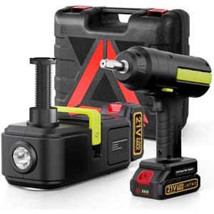 E-HEELP Cordless Electric Hydraulic Car Jack Kit 5 ton with Lithium Battery Includes Cordless Impact Wrench Rechargeable Touchscreen Jack All-in-One Portable Tool kit for Efficient Car Maintenance