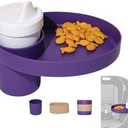 Travel Tray Oval USA Made Extend Your Current Cup Holder to Hold Your Cup Plus A Tray for Snacks, Toys and Accessories. Use in a Car Seat, Booster, Stroller, Golf Cart, Outdoor Chair, Purple