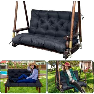 Swing Replacement Cushions for Outdoor: 2-3 Seater Bench Cushion with Ties, 60x40in
