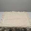 2 Pack Taupe White Plaid Ruffle Square Euro Pillow Shams, 100% Washed Cotton Gingham Camel Brown Fall Decorative Pillow Covers for Bed/Sofa - 26''x26''