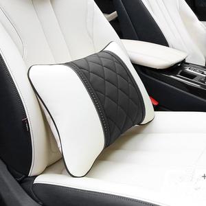 Car Pillows Napa Leather Car Seat Rest Cushion Car Lumbar Pillow for Mercedes Benz Maybach S-Class Lumbar Support Pillow car AccessoriesBeige Black