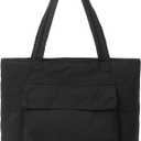 Puffer Tote Bag for Women, Lightweight Tote Handbag with Compartments, Quilted Shoulder Bag for Work Travel Sport (02-style 2)