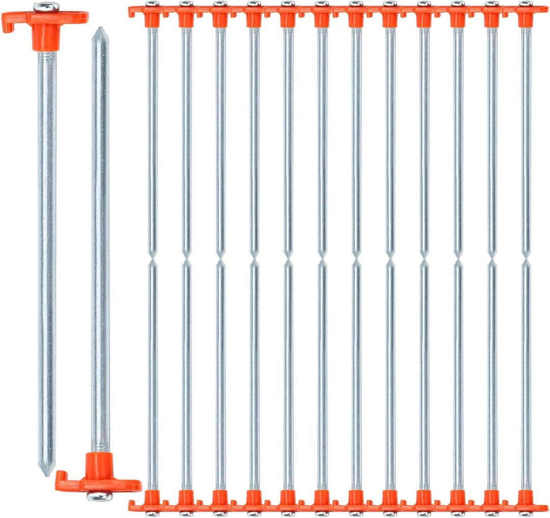Yesland 20 Pack Tent Stake Heavy Duty, 10 Inch Non-Rust Metal Tent Pegs Ground Yard Stake Tent Spikes for Camping Patio, Garden, Canopies, Grassland, Outdoor, Hiking, Orange
