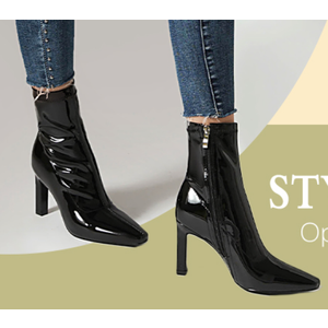 Mofirdast Women's Mid Calf Boots Comfy Square Closed Toe Stiletto High Heel Boot Zipper Short Ankle Booties (8, Black)