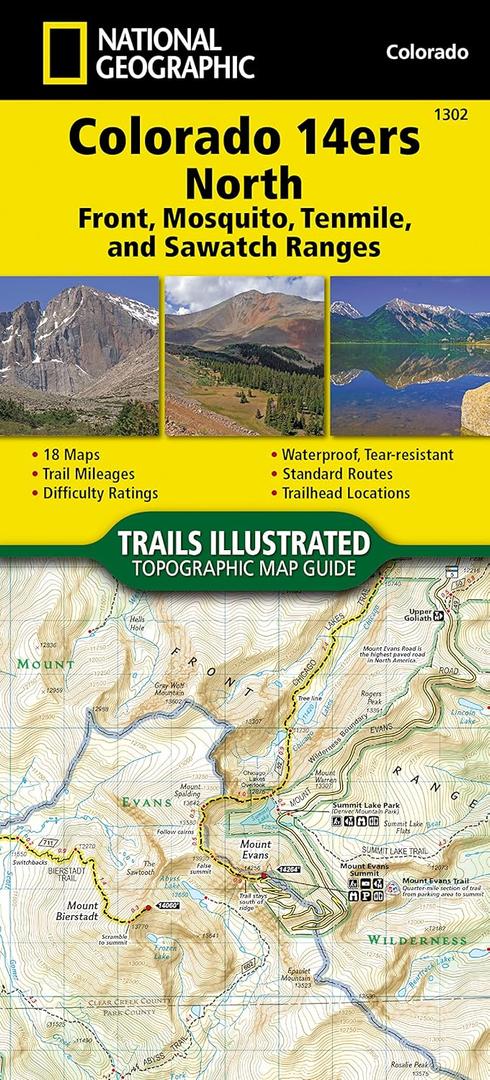 Colorado 14ers North Map [Sawatch, Mosquito, and Front Ranges] (National Geographic Topographic Map Guide, 1302)