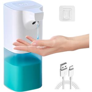 Automatic Liquid Soap Dispenser Touchless Rechargeable 12oz/350ml with Wall Mount and 4 Adjustable Soap Levels, Hand, Hands, Free Dish Soap for Kitchen