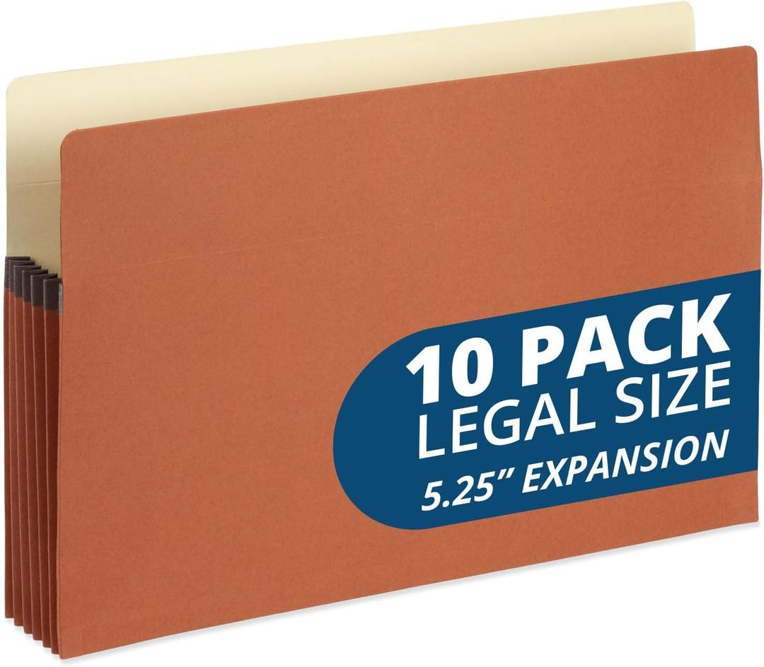 Blue Summit Expanding File Pocket Organizer, Legal Size, 5.25 Expansion  10 Pack