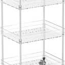 Yieach 3 Tiered Rolling Utility Cart on Wheels with Handle,Modern Design Storage Cart for Bedside,Nursery,Snack,Nail,Book,Diaper Caddy,Lash Cart Organizer,Detergent Stand for Laundry Room,Bathroom