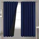 BGment Navy Blue 100% Blackout Curtains 72 Inches Long with Black Liner, Rod Pocket and Back Tab Double Layer Full Room Darkening Thermal Window Curtains for Bedroom, 2 Panels, Each 52 x 72 Inch